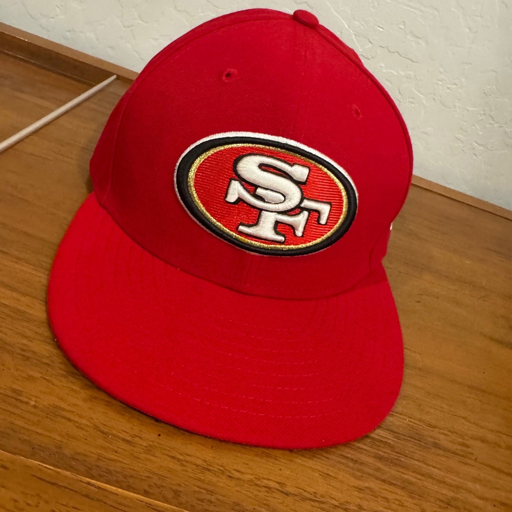 New Era San Francisco 49ers Hat Mens 7 1/4 Red Excellent NFL 59FIFTY Fitted Cap
